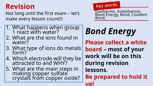 Bond Energy Revision Lesson - AQA Combined Science Chemistry Paper 1