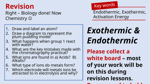 Endothermic and Exothermic Revision Lesson - AQA Combined Science Chemistry Paper 1