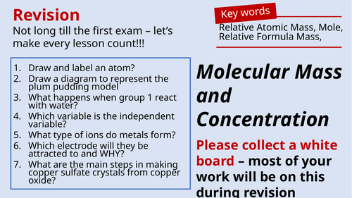 Chemical Calculations Revision Lesson - AQA Combined Science Chemistry Paper 1