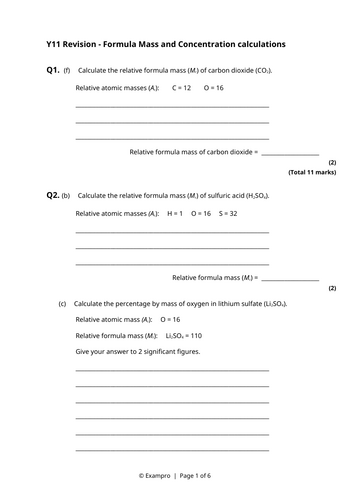 Revision Lesson Bundle - AQA Combined Science Chemistry Paper 1