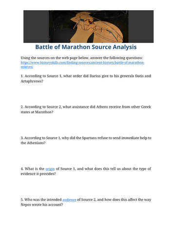 Battle of Marathon Source Analysis Worksheet