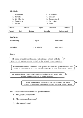 Die Urlaube - Worksheet