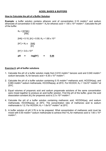 Buffer Solution and Calculations - A Level Chemistry (AQA, OCR)