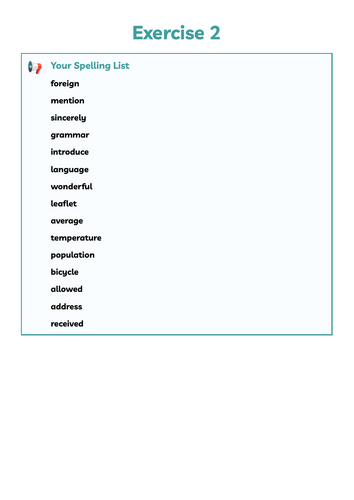 Weekly Spelling Activity Booklet and Test - Week 2