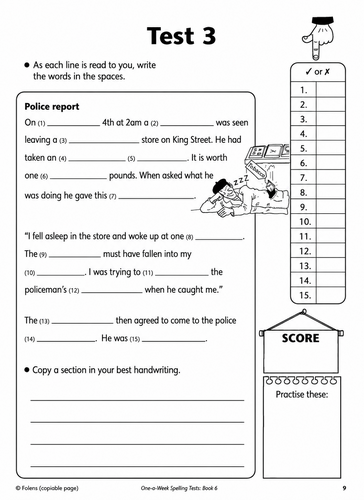 Weekly Spelling Activity Booklet and Test - Week 3