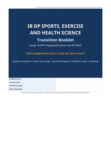 SEHS Transition booklet