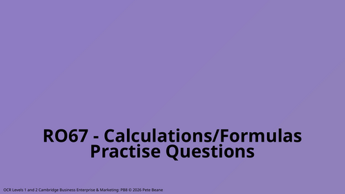 R067 Calculations & Formulas Business Enterprise