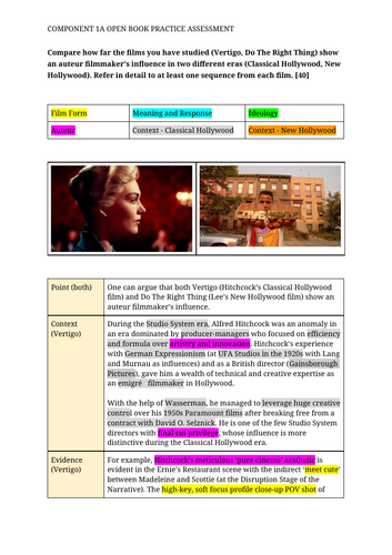 NEW! Eduqas A Level Film - Vertigo & Do The Right Thing Exam Exemplar - Band 5 Response A/A*