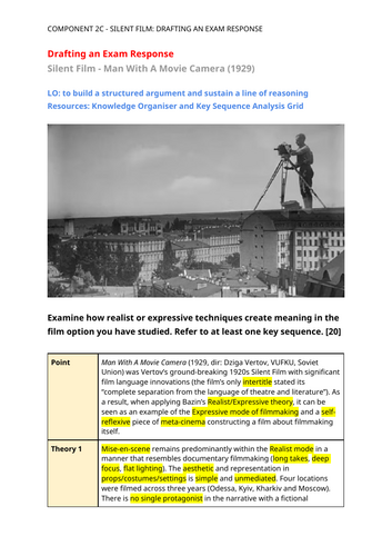 NEW! Eduqas A Level Film - Man With A Movie Camera Exam Exemplar - Band 5 response A/A*