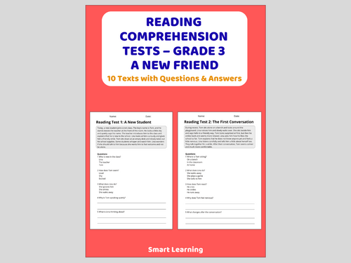 A New Friend Reading Comprehension Tests | Grade 3 Reading Assessments