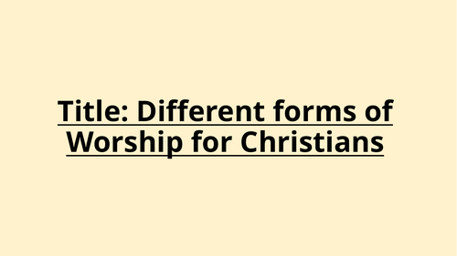 AQA GCSE RS Christian Worship Two-Lesson Pack