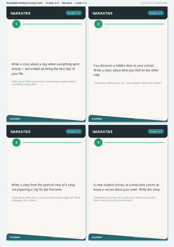 Writing Prompt Cards Complete Collection | Grades 3-12 | IB PYP MYP DP