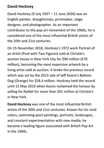 David Hockney Handout