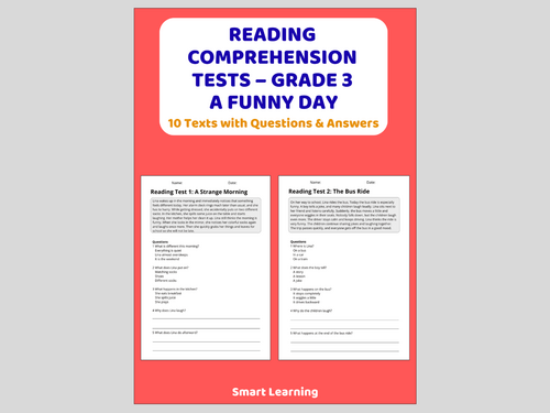 A Funny Day Reading Comprehension Tests | Grade 3 Reading Assessments