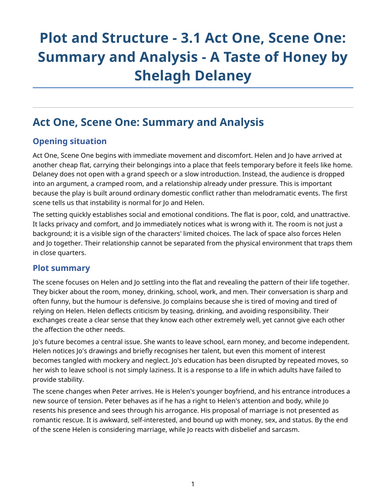 A Taste of Honey – Shelagh Delaney – Act One, Scene One