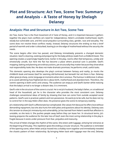 A Taste of Honey – Shelagh Delaney – Act Two, Scene Two
