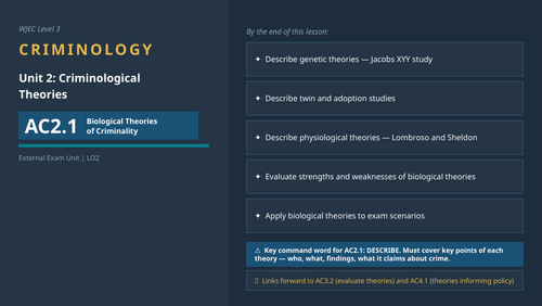 WJEC Criminology | Unit 2 | AC2.1 Biological Theories of Criminality