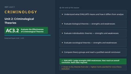 WJEC Criminology | Unit 2 | AC3.2 Evaluate Criminological Theories