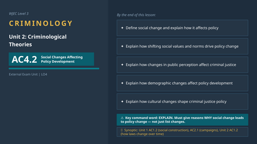 WJEC Criminology | Unit 2 | AC4.2 Social Changes and Policy Development