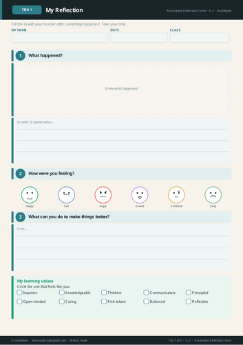 Restorative Reflection Forms Bundle | K-12 | Behaviour | SEL