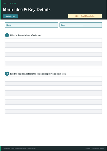 ELA Exit Tickets | Grades 3-5 | DOK-Leveled | Editable + PDF
