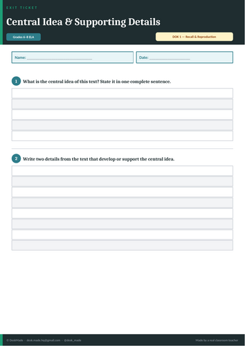 ELA Exit Tickets | Grades 6-8 | DOK-Leveled | Editable + PDF