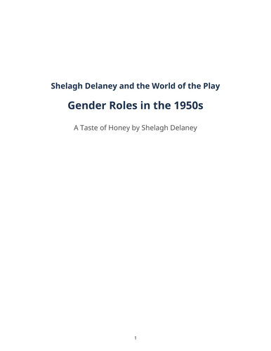 A Taste of Honey – Shelagh Delaney – Gender Roles in the 1950s
