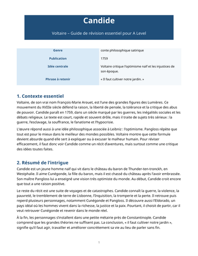 Candide - Voltaire – Essential Revision Guide