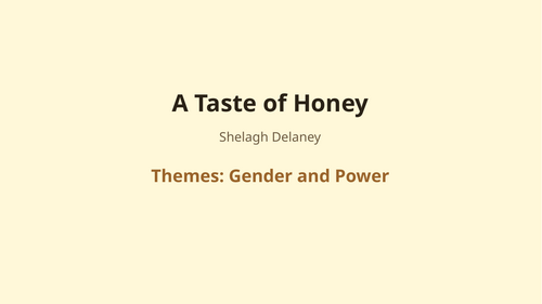A Taste of Honey – Shelagh Delaney – Themes: Gender and Power