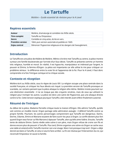 Le Tartuffe - Molière – Essential Revision Guide