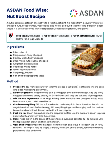 ASDAN Food Wise - Nut Roast Recipe
