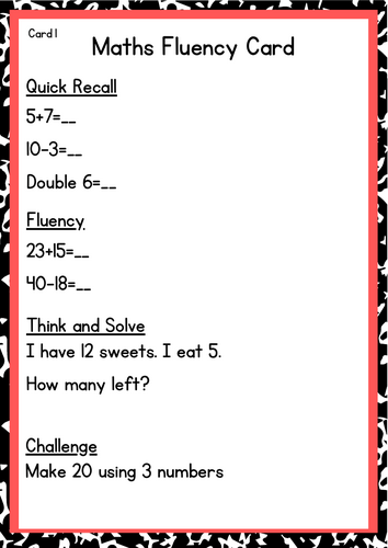 Morning Work - Maths Fluency Cards | Daily Arithmetic, Reasoning & Problem Solving