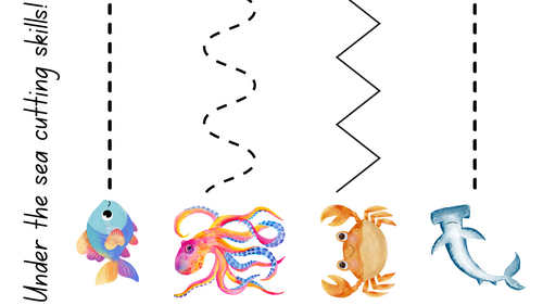 Under the sea cutting skills sheet