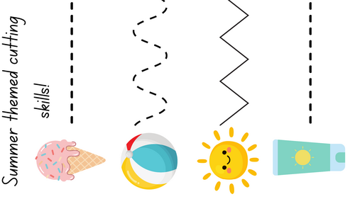Summer themed cutting skills sheet
