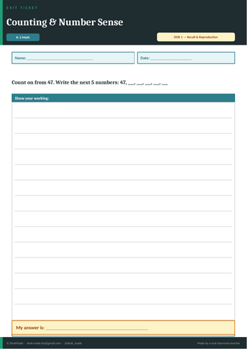 Maths Exit Tickets | K-2 | DOK-Leveled | Editable + PDF