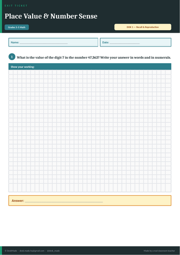 Maths Exit Tickets | Grades 3-5 | DOK-Leveled | Editable + PDF