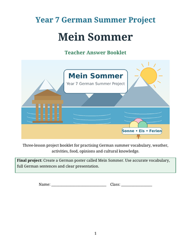 German Summer Project Booklets