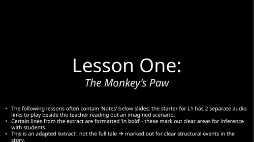 The Monkey's Paw - Paper 1 Language Skills