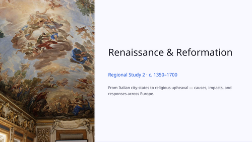 IB History HL Europe: Renaissance & Reformation 1350-1700