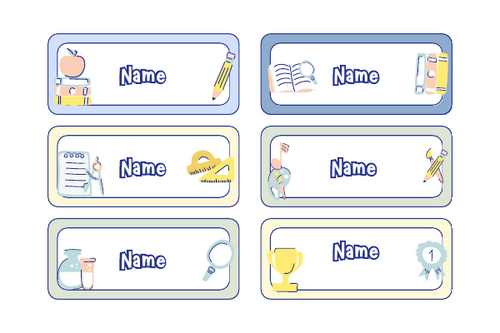 School Themed Editable Name Labels