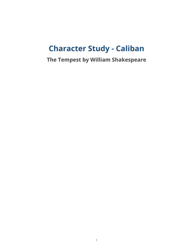 The Tempest – William Shakespeare – Character Study: Caliban
