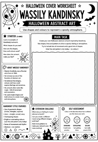 Halloween Cover Worksheet – Wassily Kandinsky Halloween Abstract Art