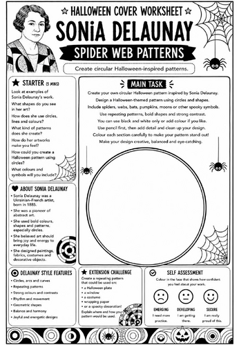 Halloween Cover Worksheet – Sonia Delaunay Spider Web Patterns