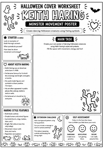 Halloween Cover Worksheet – Keith Haring Monster Movement Poster