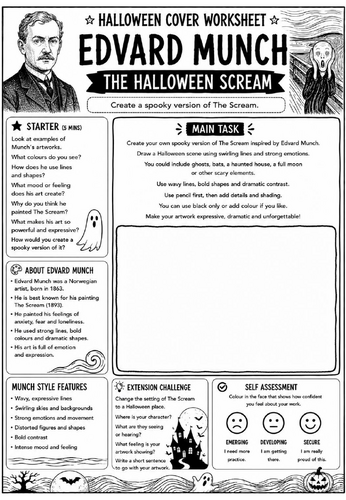 Halloween Cover Worksheet – Edvard Munch The Halloween Scream