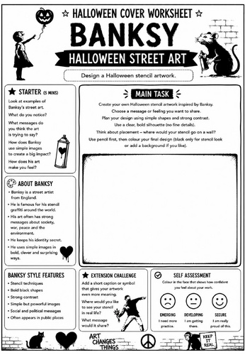Halloween Cover Worksheet – Banksy Halloween Street Art