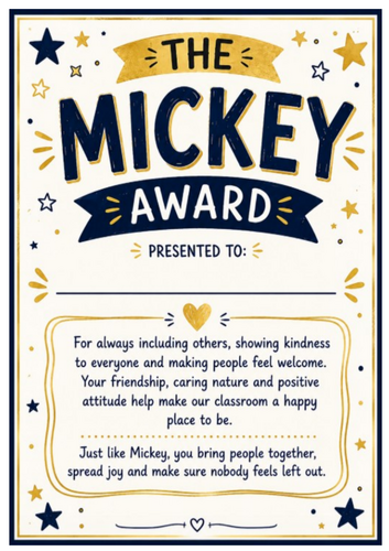 Disney End of Year Awards Certificates