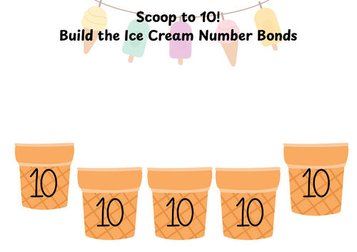 Scoop to 10 Summer Number bonds to 10 Cut and stick activity