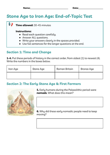 Year 3 History: Stone Age to Iron Age Assessment Bundle