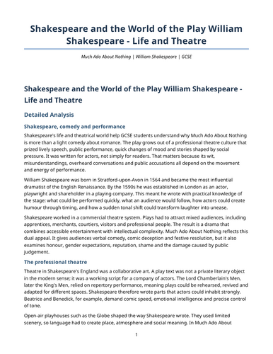 Much Ado About Nothing - William Shakespeare –  Shakespeare: Life and Theatre